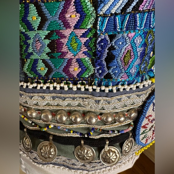 Amazing custom Beaded & embroidered Boho denim jacket Size Medium - Picture 5 of 8
